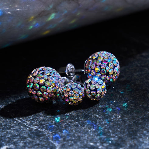 Cristal de confettis de minuit | Argent sterling .925 | Boucles d'oreilles Mini Kikiballa